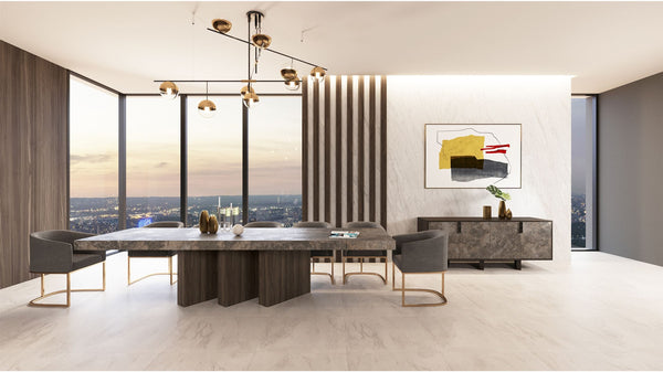 Amsterdam Modern Grey Volcano & Eucalyptus Oak Dining Table