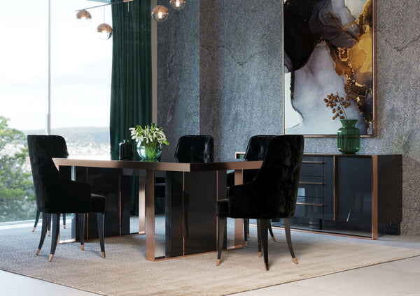 Cartier Modern Black & Rosegold Dining Table