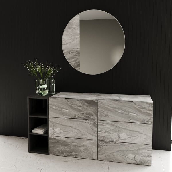 Nova Domus Maranello Modern Grey Faux Marble Mirror Model VGMAMQT-S25-BR-121-GRY-MIR