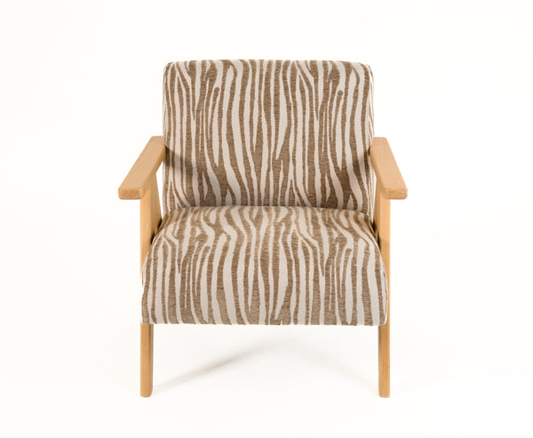 Modrest Oakhurst Modern Beige Pattern & Wood Accent Chair Model VGHM-ST293-BGE