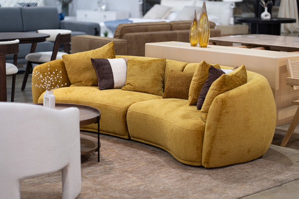 Oakland Modern Mustard Fabric 4 Seat Sofa