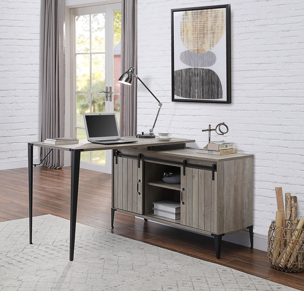 ACME Zakwani Gray Oak & Black Writing Desk Model OF00009