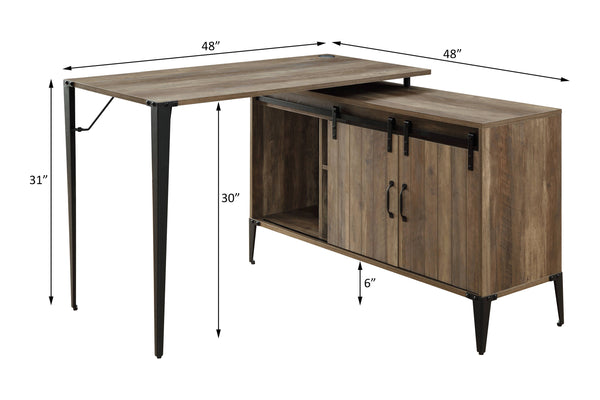 ACME Zakwani Rustic Oak & Black Writing Desk Model OF00010