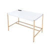 ACME Midriaks White & Gold Writing Desk with USB Port Model OF00020