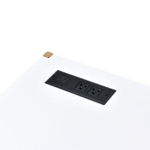 ACME Midriaks White & Gold Writing Desk with USB Port Model OF00020