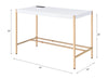 ACME Midriaks White & Gold Writing Desk with USB Port Model OF00020
