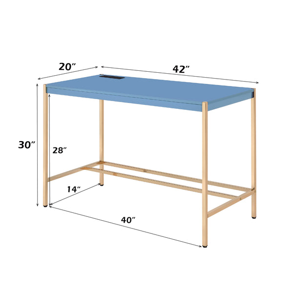 ACME Midriaks Navy Blue & Gold Writing Desk with USB Port Model OF00022