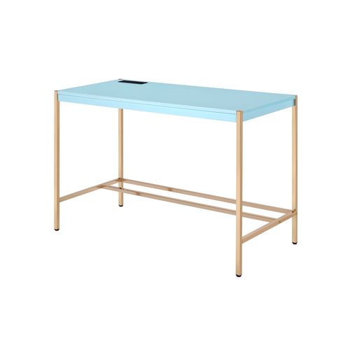 ACME Midriaks Baby Blue & Gold Writing Desk with USB Port Model OF00023