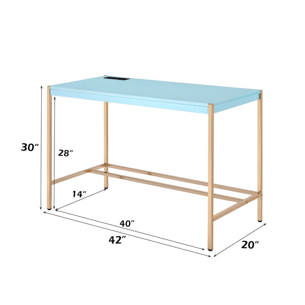 ACME Midriaks Baby Blue & Gold Writing Desk with USB Port Model OF00023