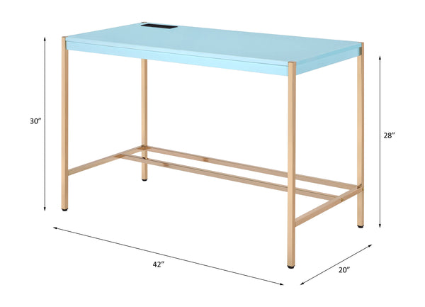 ACME Midriaks Baby Blue & Gold Writing Desk with USB Port Model OF00023
