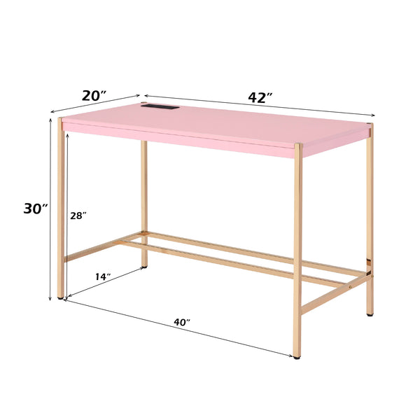 ACME Midriaks Pink & Gold Writing Desk with USB Port Model OF00024