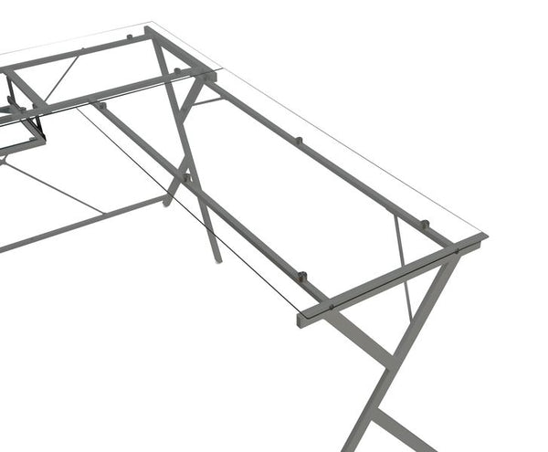 ACME Demas Clear Glass & Silver Computer Desk Model OF00047