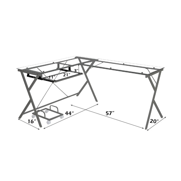 ACME Demas Clear Glass & Silver Computer Desk Model OF00047