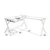 ACME Demas Clear Glass & White Computer Desk Model OF00048