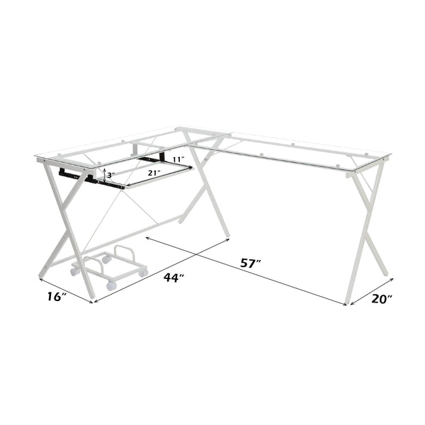 ACME Demas Clear Glass & White Computer Desk Model OF00048