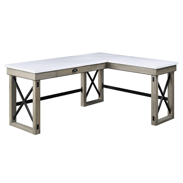 ACME Talmar Natural Marble Top & Rustic Oak Writing Desk with Lift Top Model OF00055