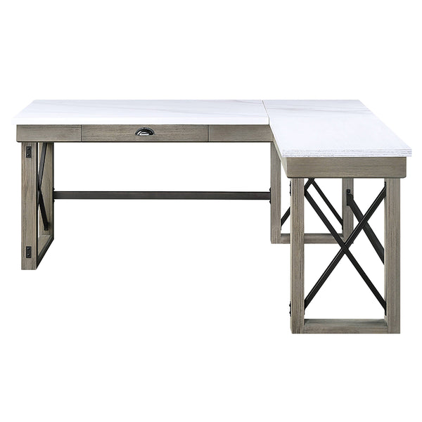ACME Talmar Natural Marble Top & Rustic Oak Writing Desk with Lift Top Model OF00055