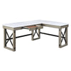 ACME Talmar Natural Marble Top & Rustic Oak Writing Desk with Lift Top Model OF00055
