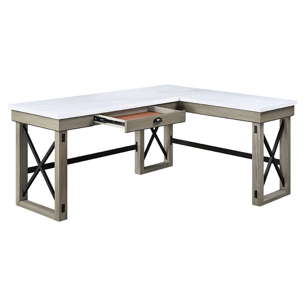 ACME Talmar Natural Marble Top & Rustic Oak Writing Desk with Lift Top Model OF00055