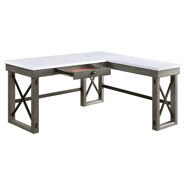 ACME Talmar Natural Marble Top & Weathered Gray Writing Desk with Lift Top Model OF00056