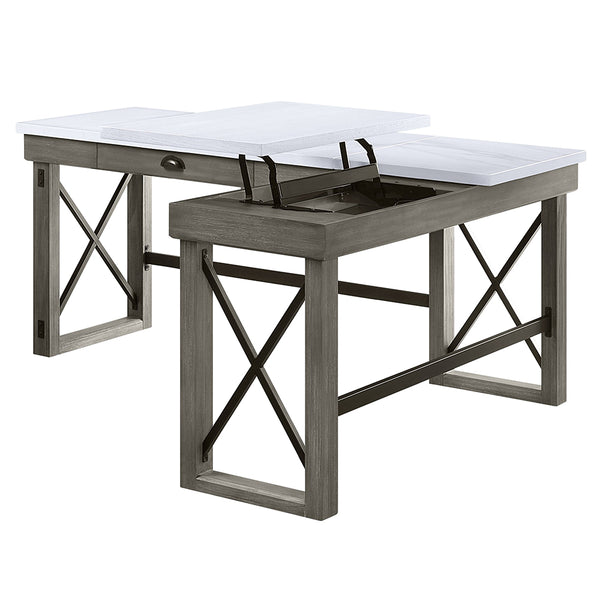 ACME Talmar Natural Marble Top & Weathered Gray Writing Desk with Lift Top Model OF00056
