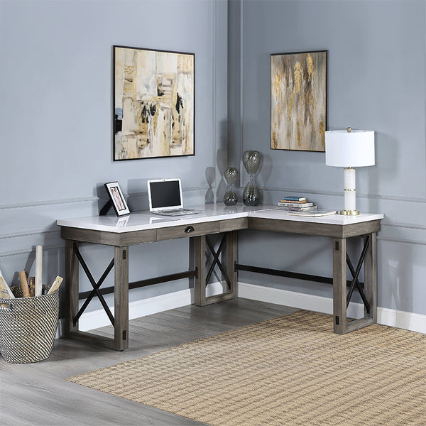 ACME Talmar Natural Marble Top & Weathered Gray Writing Desk with Lift Top Model OF00056