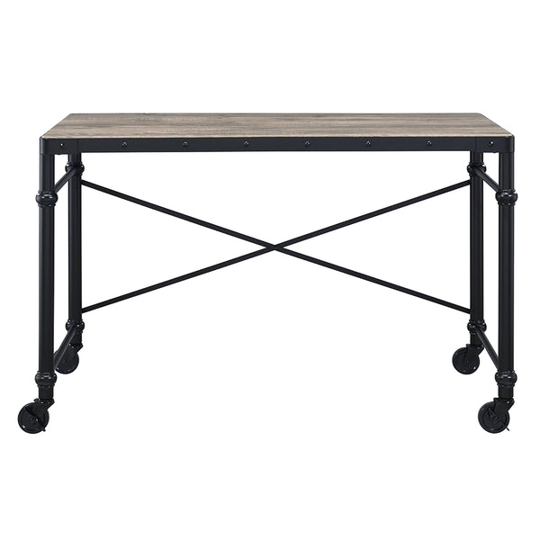 ACME Oklarth Rustic Oak & Black Writing Desk Model OF00103