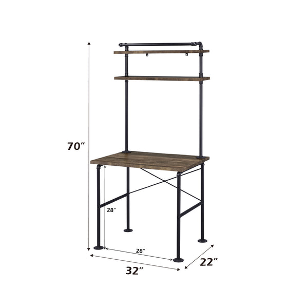 ACME Ensata Rustic Oak & Black Writing Desk Model OF00137