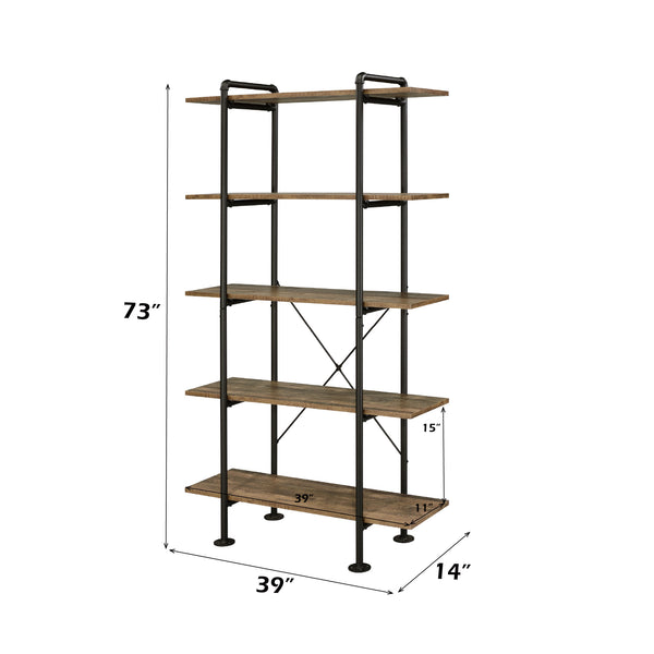 ACME Nefo Rustic Oak & Black Bookshelf Model OF00172