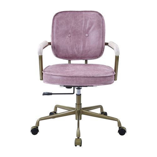 ACME Siecross Pink Top Grain Leather Swivel Office Chair Model OF00400