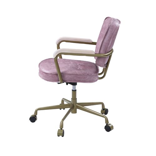 ACME Siecross Pink Top Grain Leather Swivel Office Chair Model OF00400