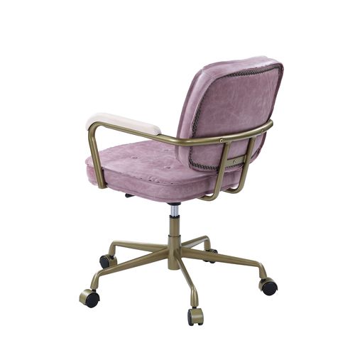 ACME Siecross Pink Top Grain Leather Swivel Office Chair Model OF00400