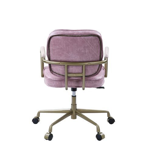 ACME Siecross Pink Top Grain Leather Swivel Office Chair Model OF00400