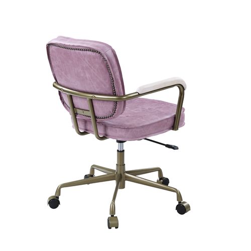 ACME Siecross Pink Top Grain Leather Swivel Office Chair Model OF00400