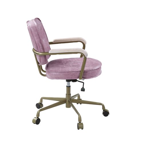 ACME Siecross Pink Top Grain Leather Swivel Office Chair Model OF00400