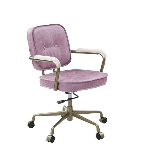 ACME Siecross Pink Top Grain Leather Swivel Office Chair Model OF00400