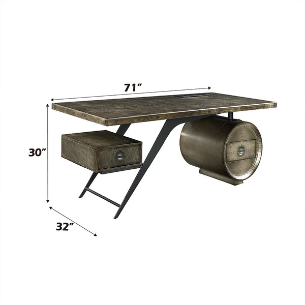 ACME Brancaster Bronze Aluminum Executive Desk with USB Port Model OF02586