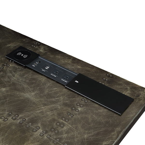 ACME Brancaster Bronze Aluminum Executive Desk with USB Port Model OF02586