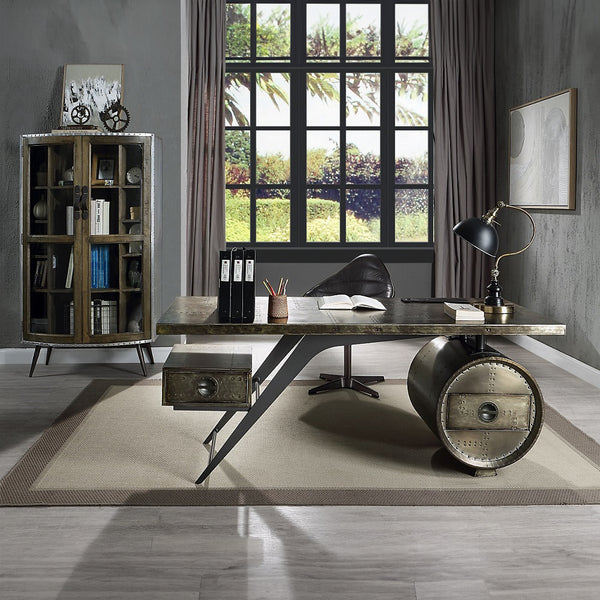 ACME Brancaster Bronze Aluminum Executive Desk with USB Port Model OF02586