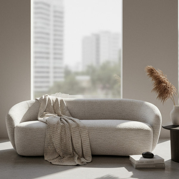 Omaha Modern Off White Fabric Sofa