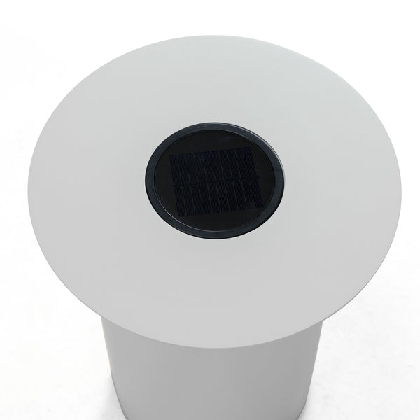 Renava Onza Outdoor White End Table With Solar Light Model VGVK-CT009-S-SL-WHT