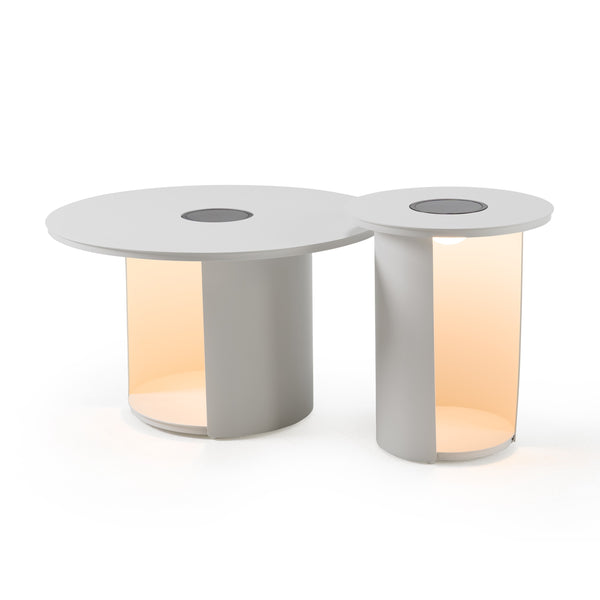 Renava Onza Outdoor White End Table With Solar Light Model VGVK-CT009-S-SL-WHT