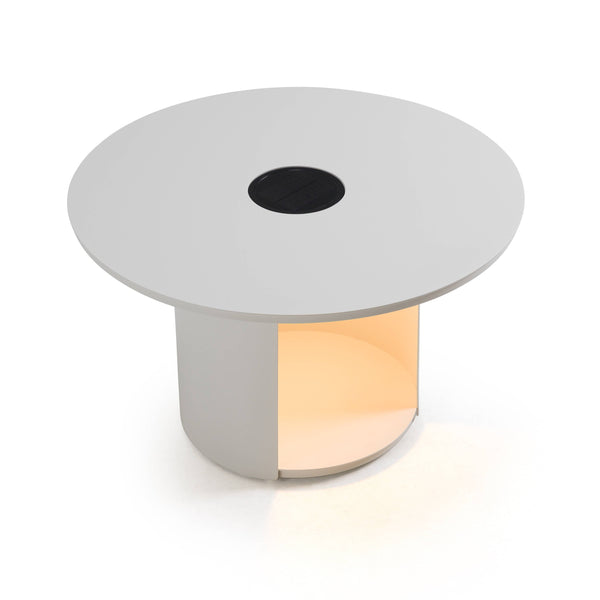 Renava Onza Outdoor White Medium End Table With Solar Light Model VGVK-CT009-M-SL-WHT