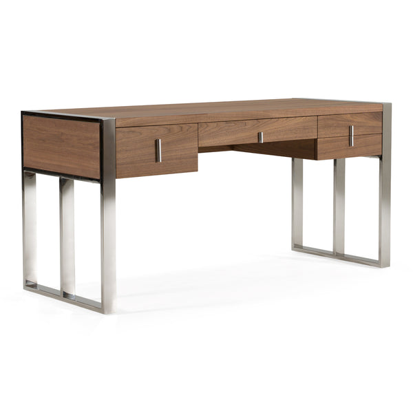 Orcutt Modern Walnut & Stainless Steel Desk