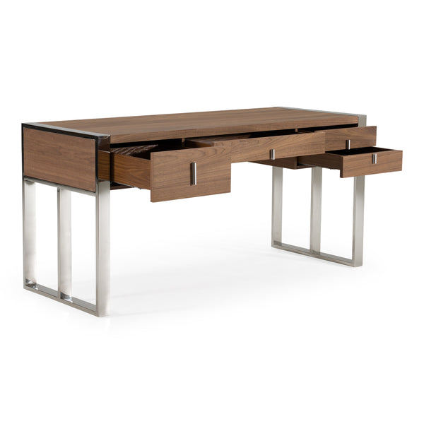 Orcutt Modern Walnut & Stainless Steel Desk