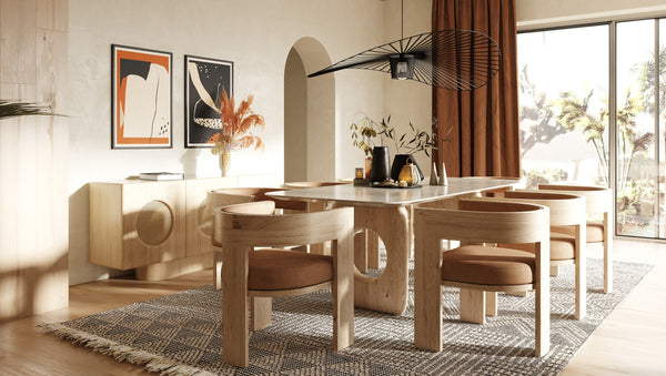 Nova Domus Osaka Modern Faux Marble & Natural Ash Dining Table Model VGCS-DT-22116