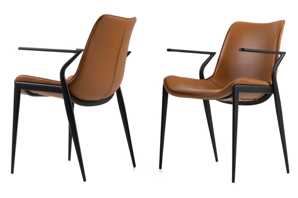 Osprey Modern Camel Vegan Leather Dining Chair (Set of 2)