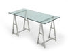 Ostro Modern Stainless Steel + Glass Desk