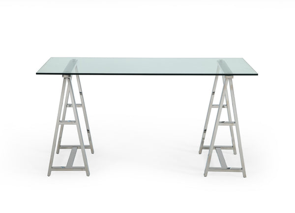 Modrest Ostro Modern Stainless Steel & Glass Desk Model VGGMCP-705D-GL-SS-DESK