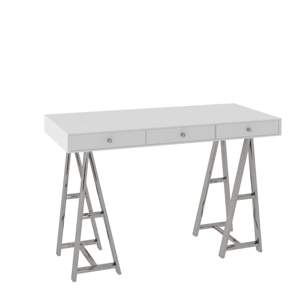 Ostrow White + Stainless Steel Desk